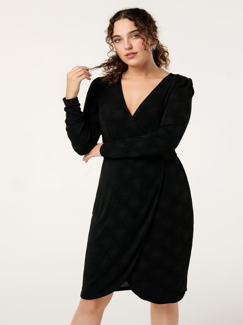 MS MODE Robe Robe avec détails argentés Noir - Kiabi