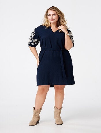 MS MODE Robe Robe avec détails sur les manches