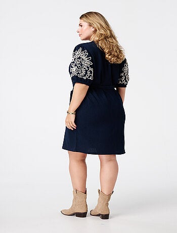 MS MODE Robe Robe avec détails sur les manches