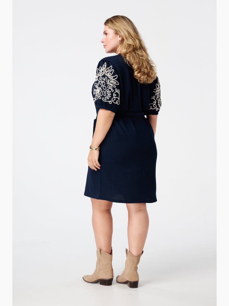MS MODE Robe Robe avec détails sur les manches Bleu Noir - Kiabi