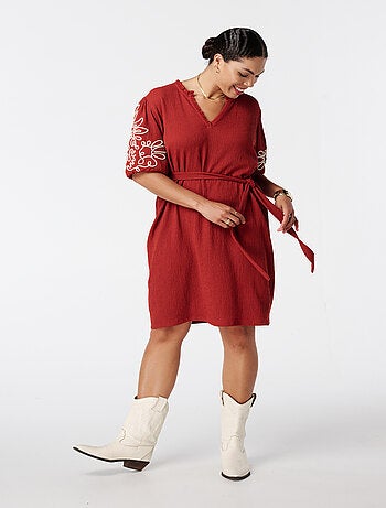 MS MODE Robe Robe avec détails sur les manches