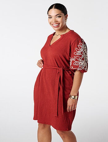 MS MODE Robe Robe avec détails sur les manches