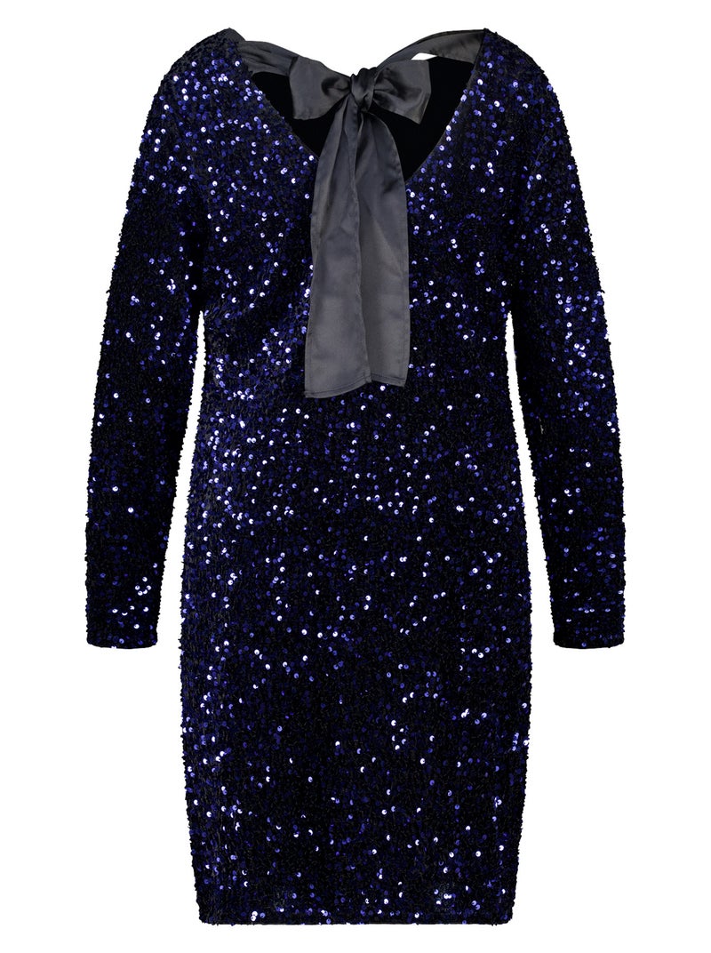 MS MODE Robe Robe avec sequins et nœud au dos Bleu cobalt - Kiabi