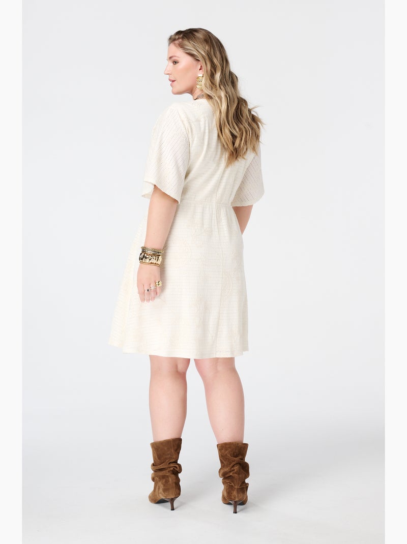 MS MODE Robe Robe courte à manches papillon Blanc - Kiabi