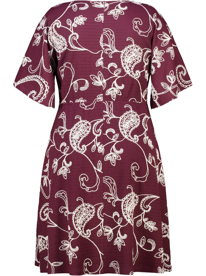 MS MODE Robe Robe courte à manches papillon Bordeaux - Kiabi