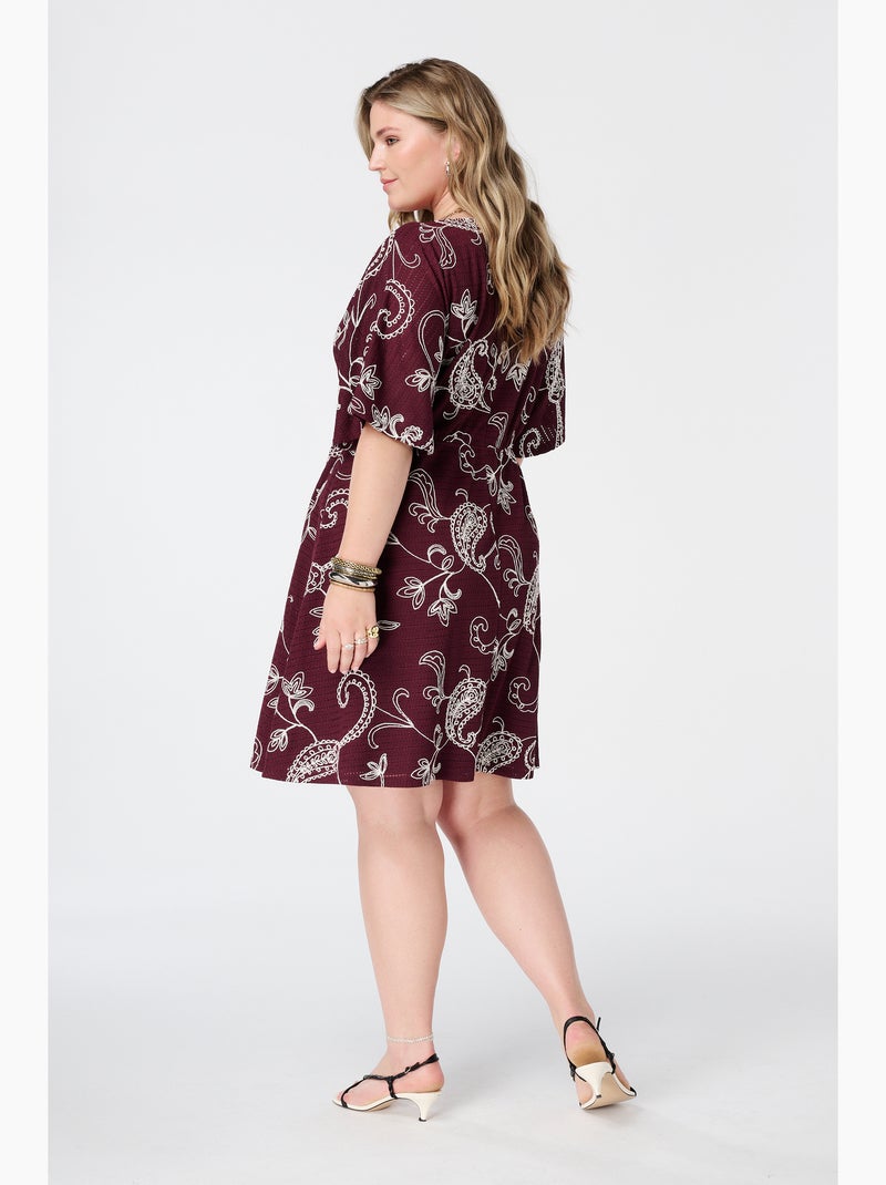MS MODE Robe Robe courte à manches papillon Bordeaux - Kiabi