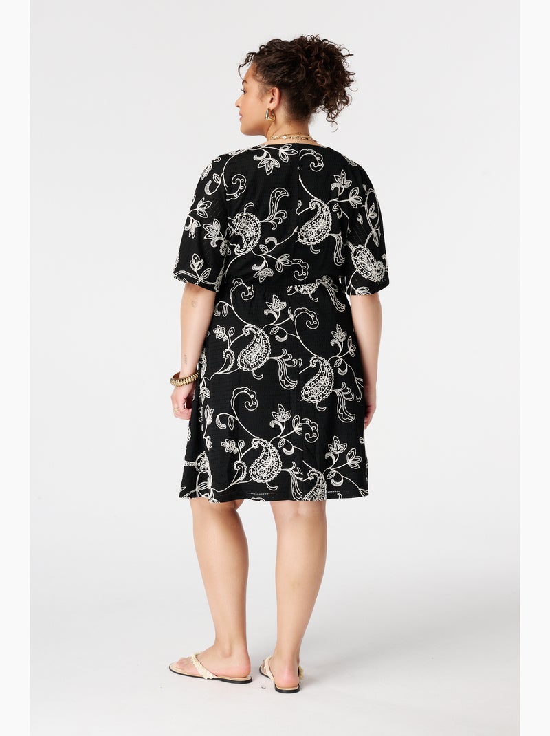 MS MODE Robe Robe courte à manches papillon Noir - Kiabi