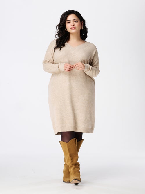 MS MODE Robe Robe douce avec col en V - Kiabi