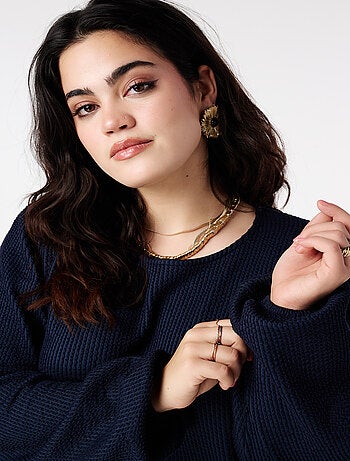 MS MODE Robe Robe droite à manches bouffantes