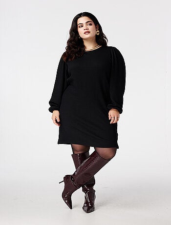 MS MODE Robe Robe droite à manches bouffantes