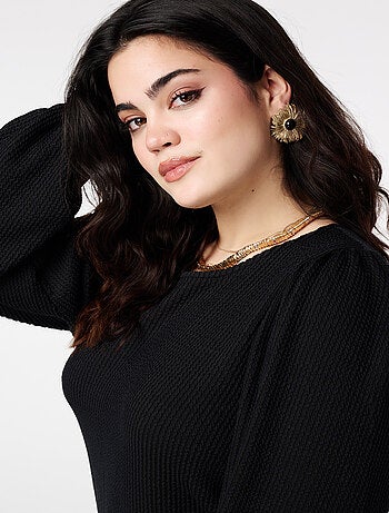 MS MODE Robe Robe droite à manches bouffantes