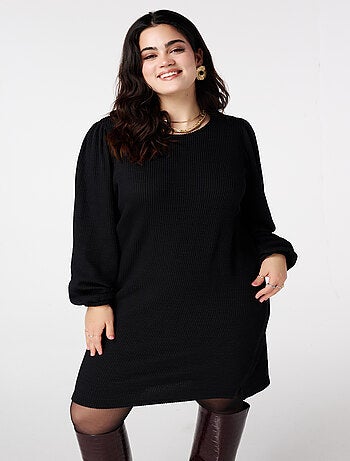 MS MODE Robe Robe droite à manches bouffantes