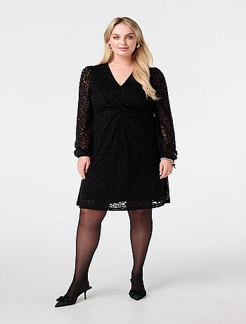 MS MODE Robe Robe en dentelle avec détail boutonné