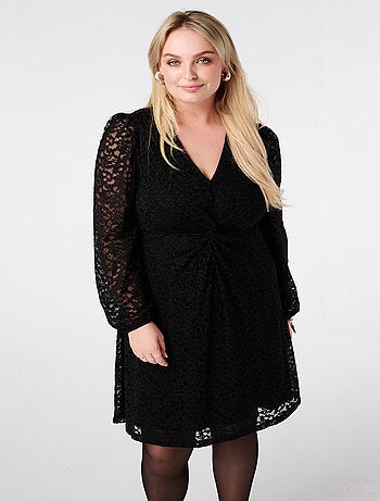 MS MODE Robe Robe en dentelle avec détail boutonné