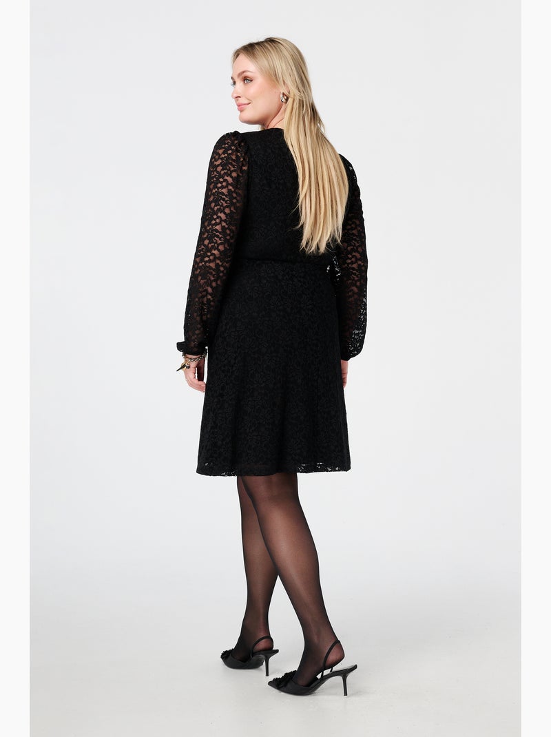 MS MODE Robe Robe en dentelle avec détail boutonné Noir - Kiabi