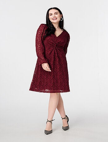 MS MODE Robe Robe en dentelle avec détail boutonné