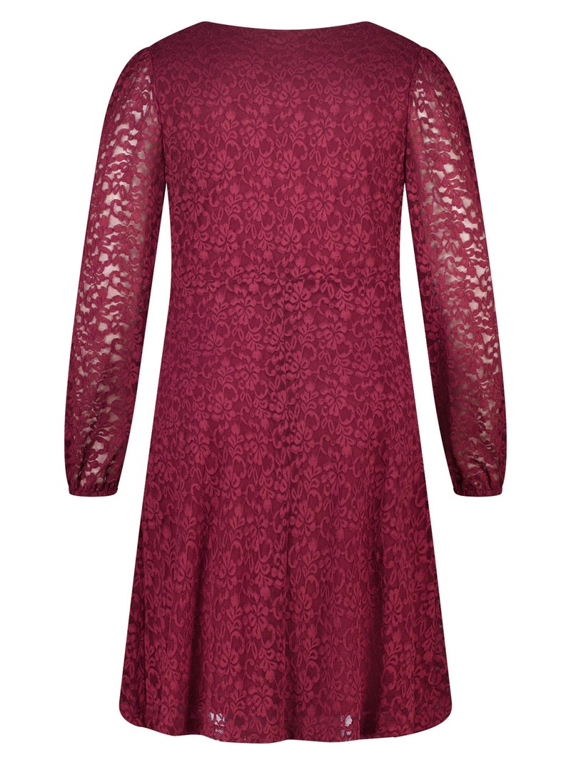 MS MODE Robe Robe en dentelle avec détail boutonné Rouge bordeaux - Kiabi