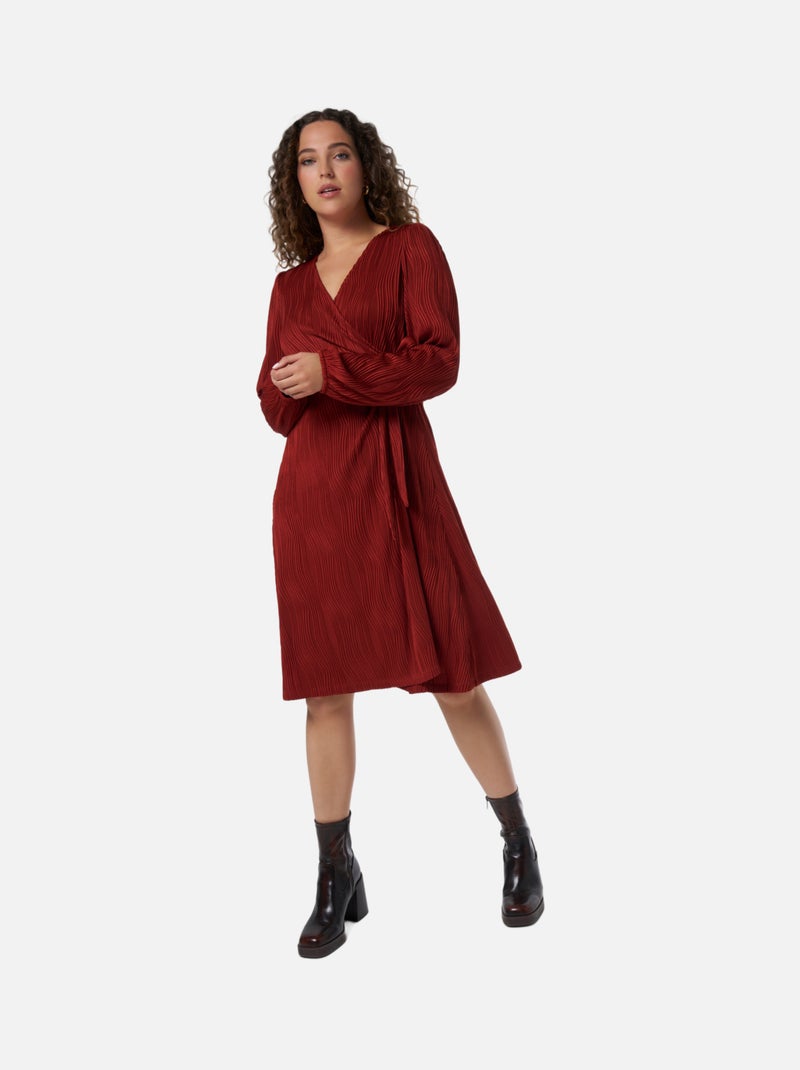 Mit Ms Robe MS MODE Robe Robe enveloppante texturée - Rouge coquelicot - Grandes ...