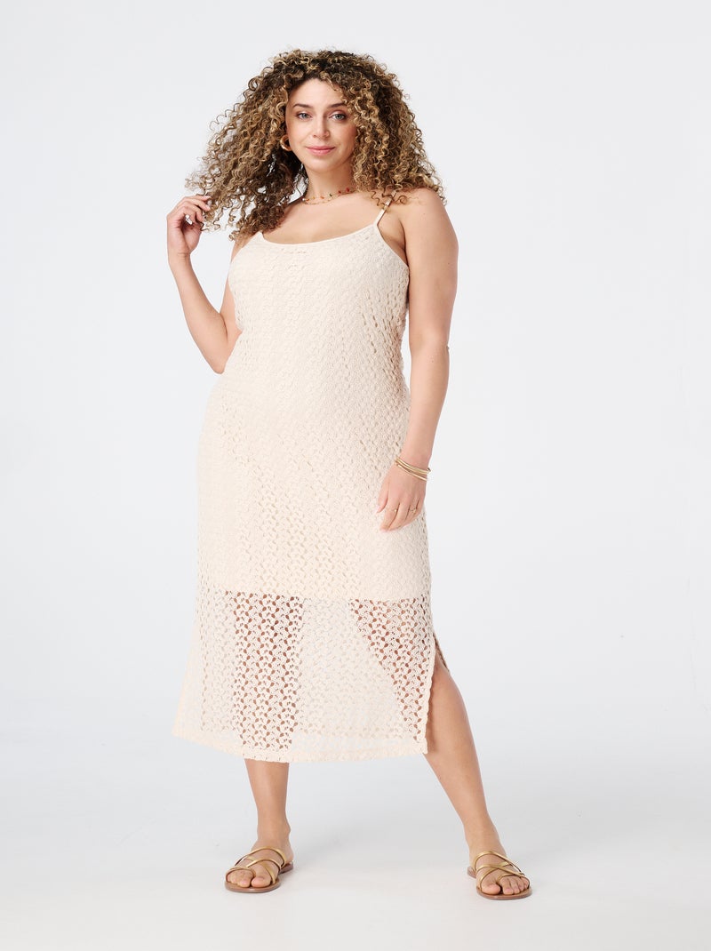 MS MODE Robe Robe longue avec crochet Blanc cassé - Kiabi