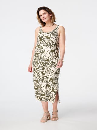 MS MODE Robe Robe longue avec détails métalliques