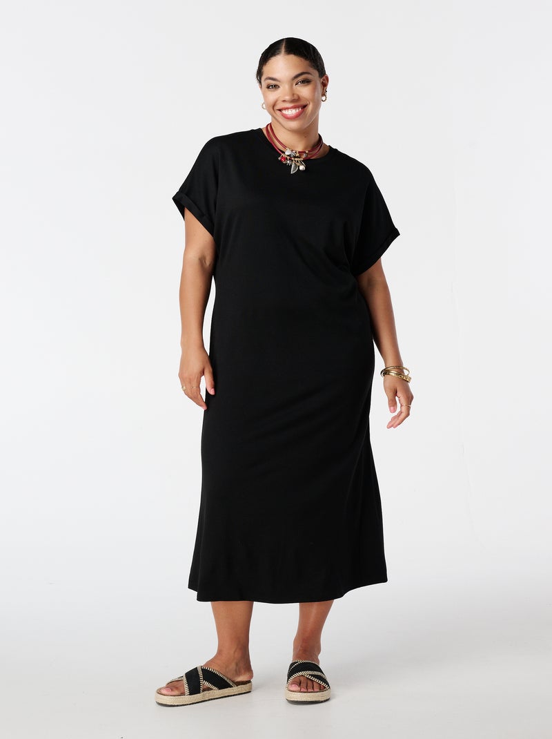 MS MODE Robe Robe longue extensible Noir - Kiabi