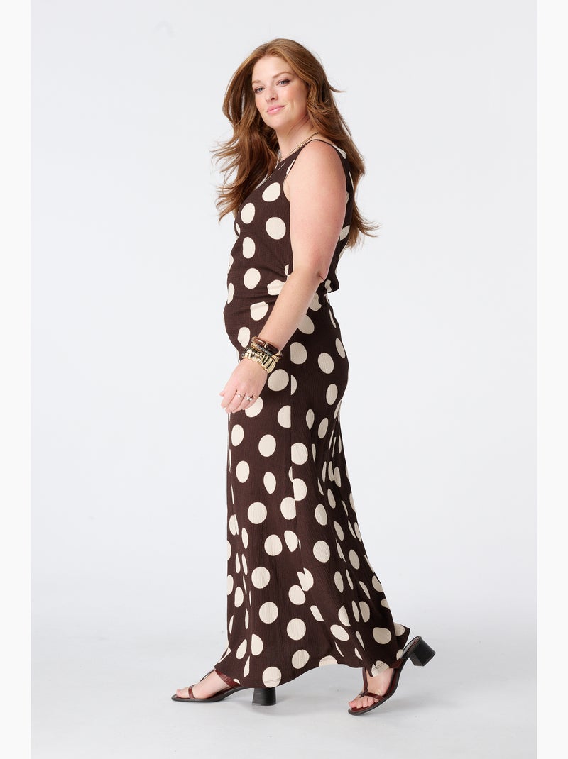 MS MODE Robe Robe maxi avec imprimé Marron caramel - Kiabi