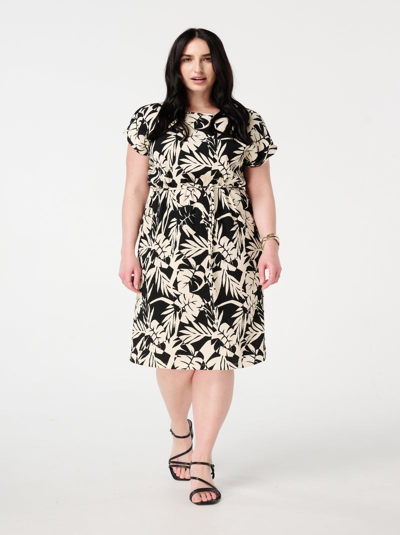 MS MODE Robe Robe midi avec cordon Noir - Kiabi