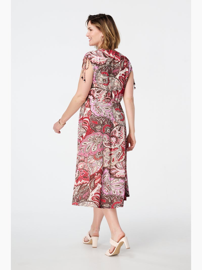 MS MODE Robe Robe midi avec imprimé cachemire Rouge cerise - Kiabi