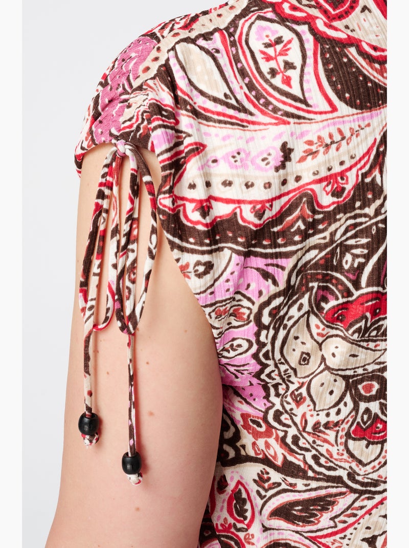 MS MODE Robe Robe midi avec imprimé cachemire Rouge cerise - Kiabi