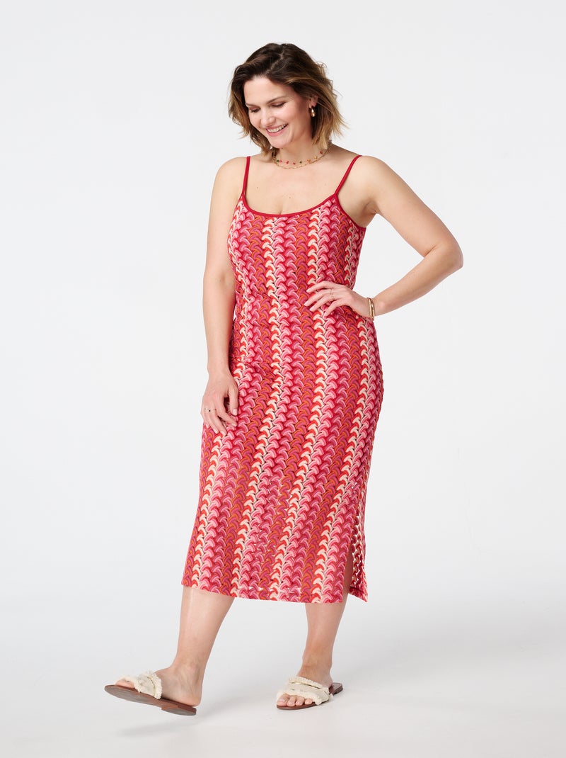 MS MODE Robe Robe midi avec imprimé Rose framboise - Kiabi