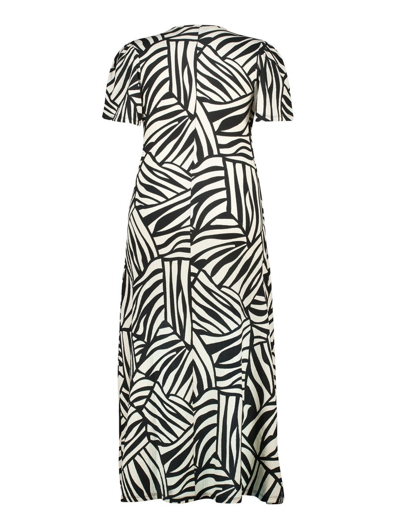 MS MODE Robe Robe portefeuille à imprimé Gris Noir - Kiabi