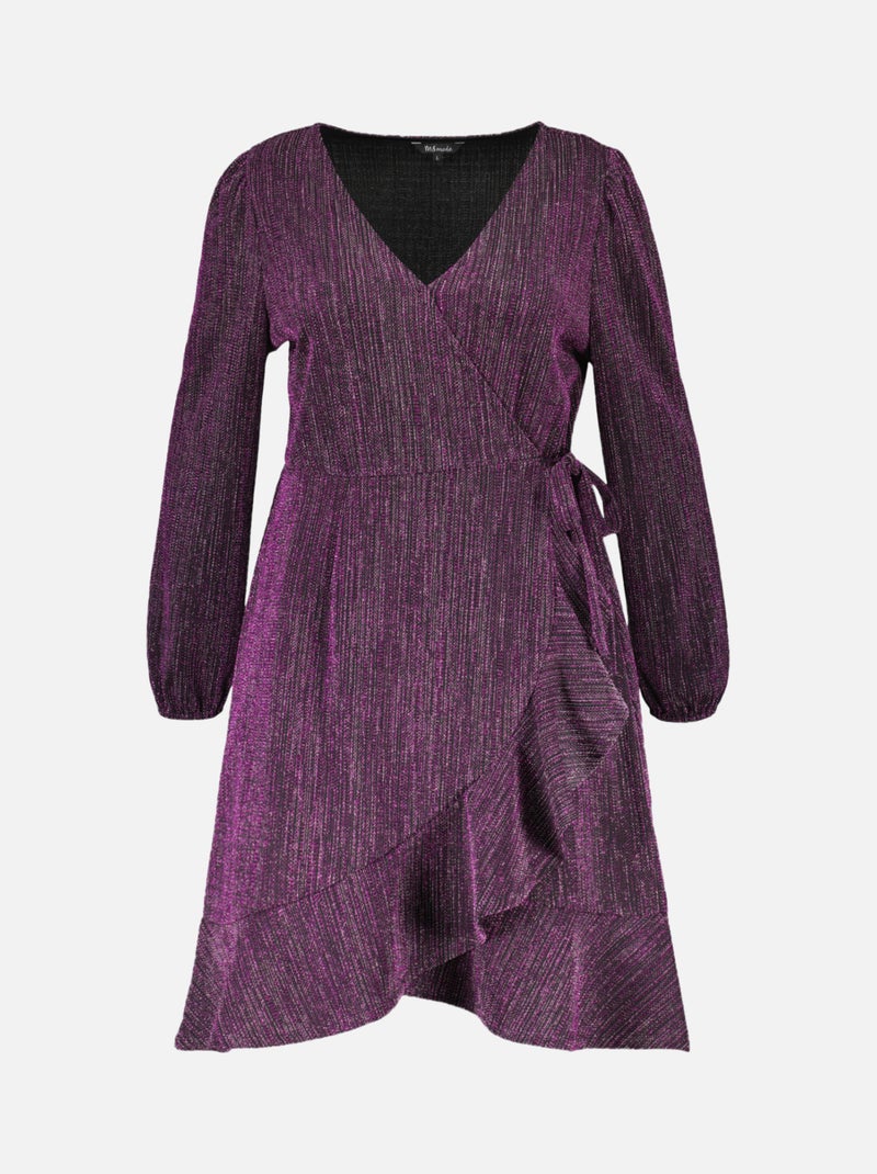 MS MODE Robe Robe portefeuille avec paillettes Rose - Kiabi