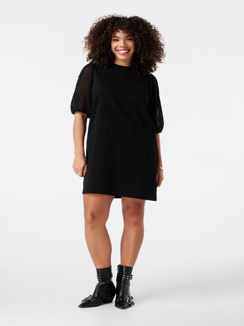 MS MODE Robe Robe pull avec manches en crochet - Kiabi