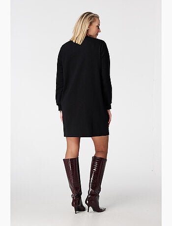 MS MODE Robe Robe-pull avec texte pailleté