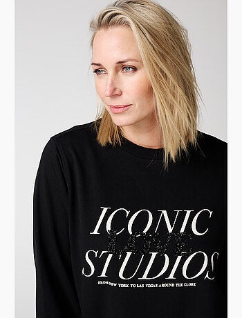 MS MODE Robe Robe-pull avec texte pailleté