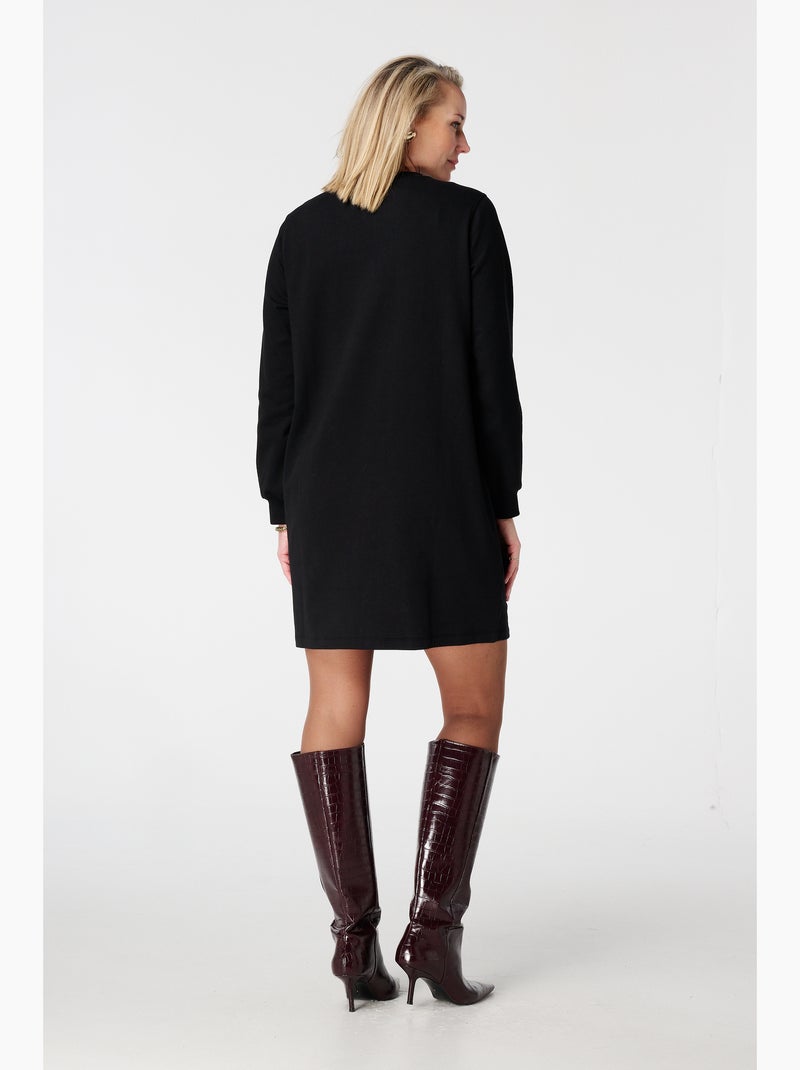 MS MODE Robe Robe-pull avec texte pailleté Noir - Kiabi