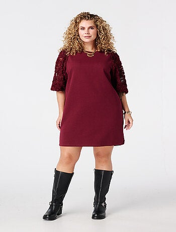 MS MODE Robe Robe sweat à manches transparentes et imprimé