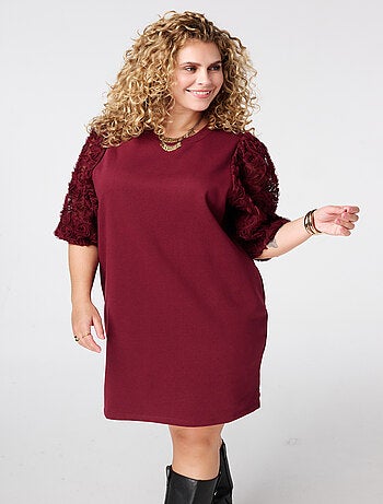 MS MODE Robe Robe sweat à manches transparentes et imprimé