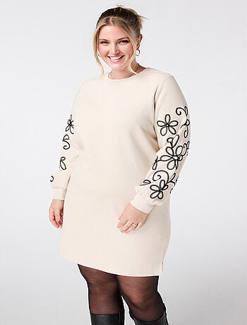 MS MODE Robe Robe sweat avec détails brodés