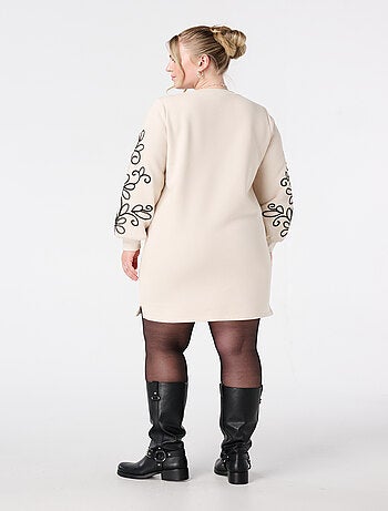 MS MODE Robe Robe sweat avec détails brodés