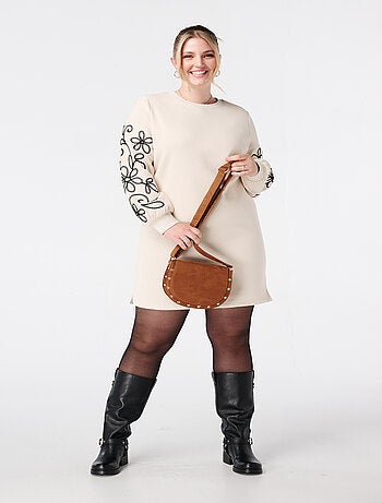 MS MODE Robe Robe sweat avec détails brodés
