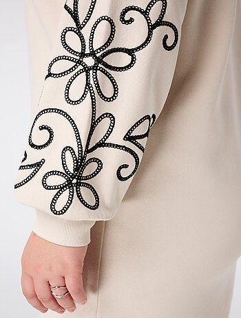 MS MODE Robe Robe sweat avec détails brodés