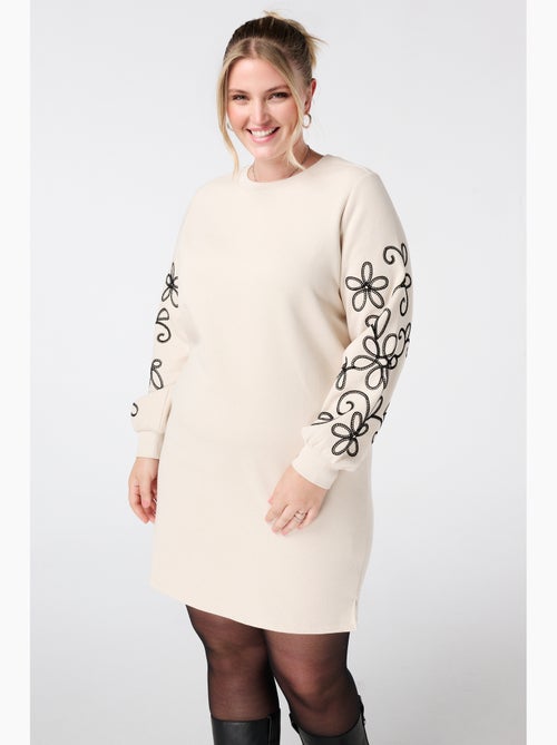MS MODE Robe Robe sweat avec détails brodés - Kiabi