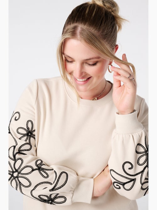 MS MODE Robe Robe sweat avec détails brodés - Kiabi