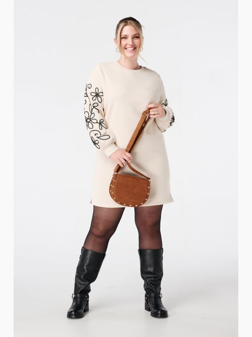 MS MODE Robe Robe sweat avec détails brodés - Kiabi