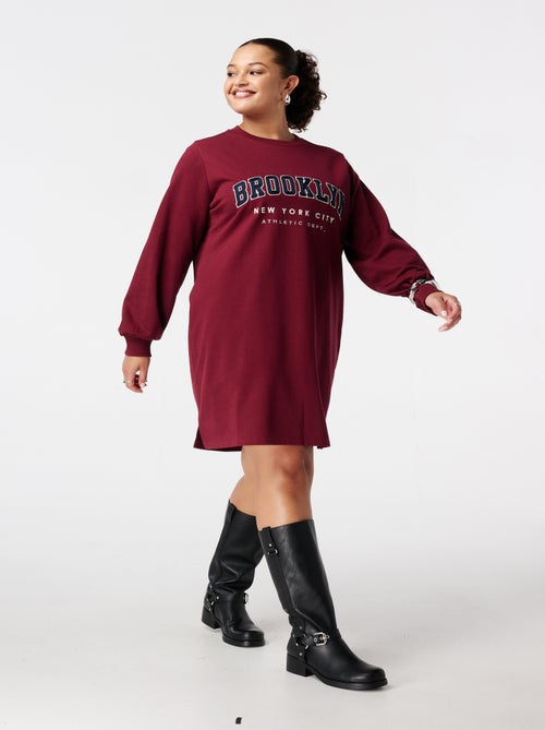 MS MODE Robe Robe sweat avec inscription - Kiabi