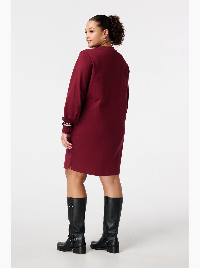 MS MODE Robe Robe sweat avec inscription Rouge bordeaux - Kiabi