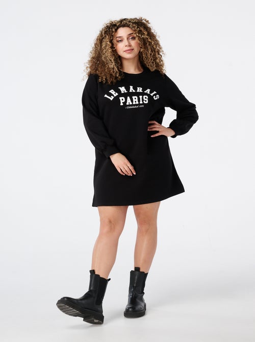 MS MODE Robe Robe sweat-shirt oversize avec inscription - Kiabi