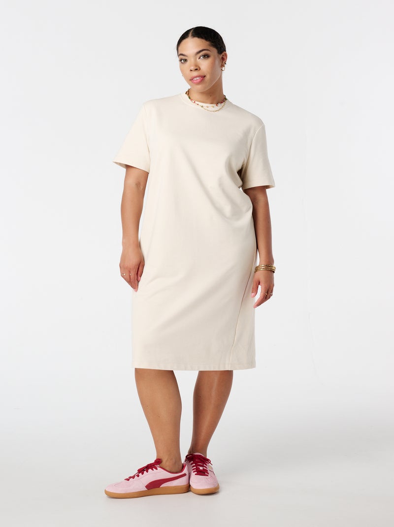 MS MODE Robe Robe t-shirt midi Blanc cassé - Kiabi