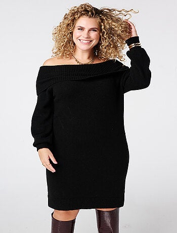 MS MODE Robe Robe tricotée à épaules dénudées